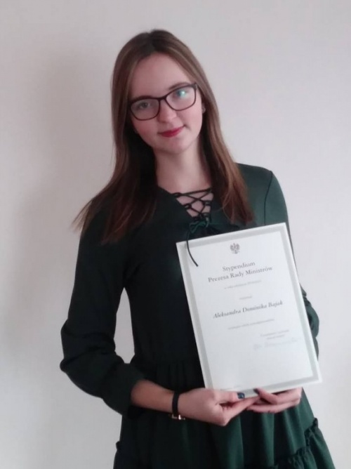Aleksandra otrzymała Stypendium Prezesa Rady Ministrów
