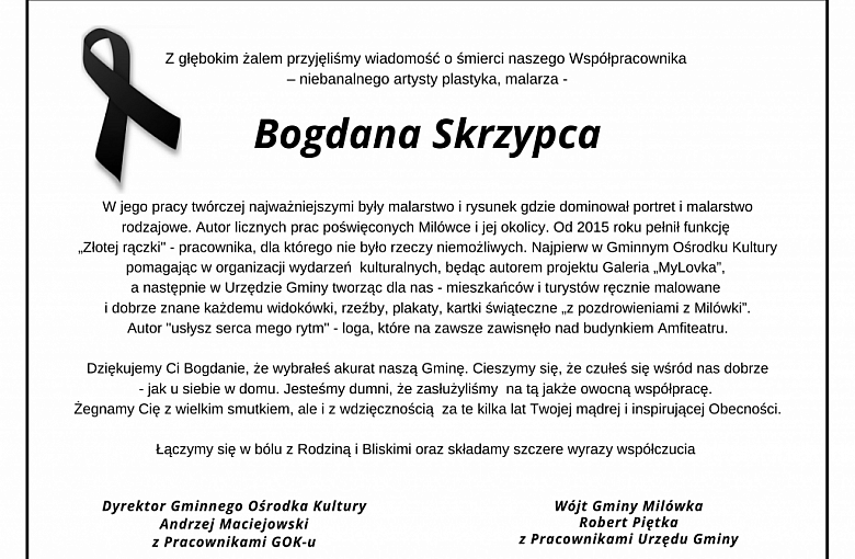Zmarł Bogdan Skrzypiec